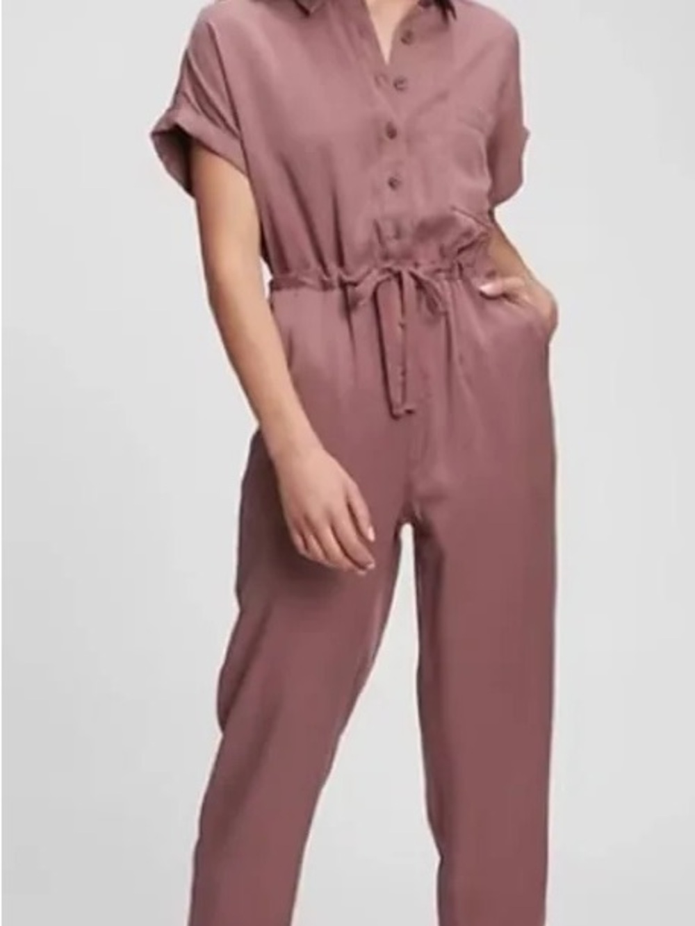 GAP pink drawstring Tencel jumpsuit